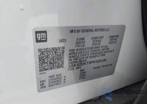 2023 GMC Yukon 4Wd Denali из США, поврежденный, VIN 1GKS2DKT9PR489106